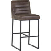 Spyros Bar Stool in Havana Dark Brown Leatherette & Black Steel